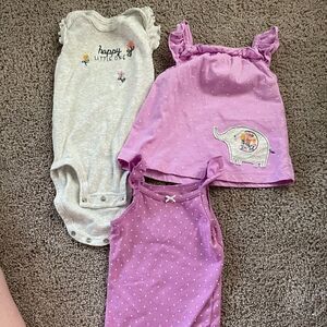 Girls 3 piece lot Carter’s purple & grey NWOT 6 mo